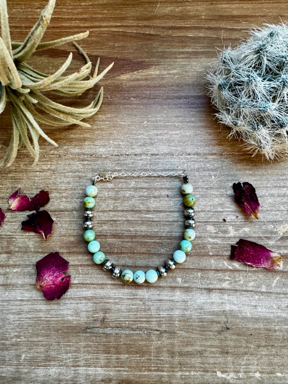 6 mm Sterling Silver Pearls Bracelet With Maya Jade Natural